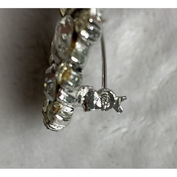 Vintage 50s Rhinestone Brooch Clear Crystal Marquis Baguette Spray Pin Statement - Picture 11 of 11